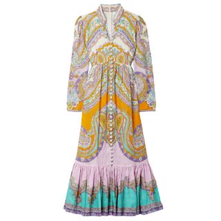 Zimmermann Lola Paisley-Print Linen Midi Dress