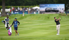 Thomas Pieters hits an iron shot into the green