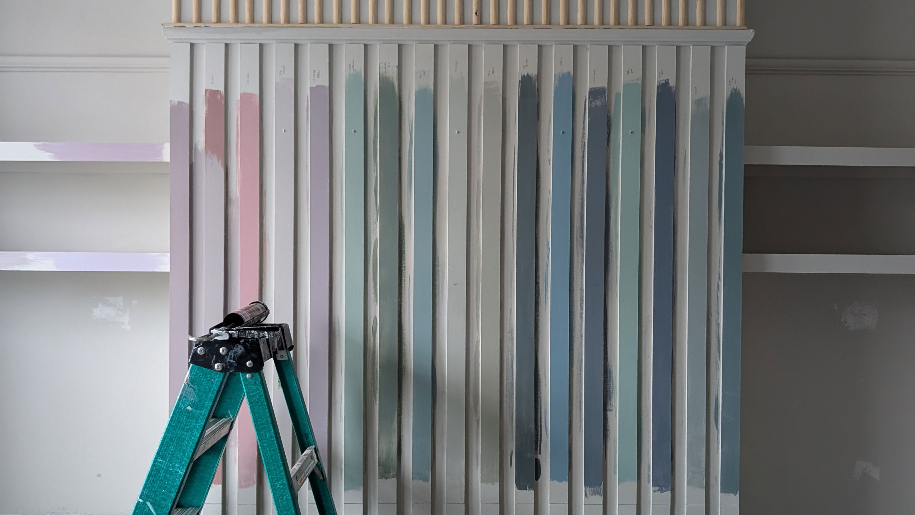 Wall panelling painted in different colours