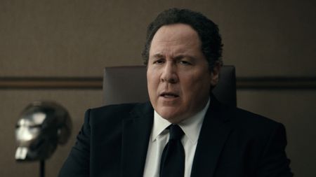 Happy Hogan looking confused while talking to Deadpool