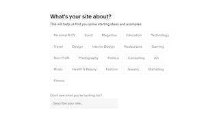 Squarespace's question during the site setup process about type of site wanted