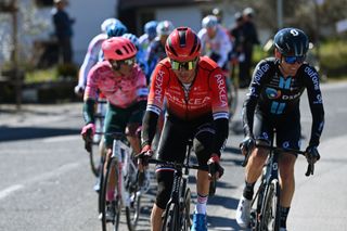 BELLANTE ITALY MARCH 10 Warren Barguil of France and Team Arka Samsic competes in the breakaway during the 57th TirrenoAdriatico 2022 Stage 4 a 202km stage from Cascata delle Marmore to Bellante 345m TirrenoAdriatico WorldTour on March 10 2022 in Bellante Italy Photo by Tim de WaeleGetty Images