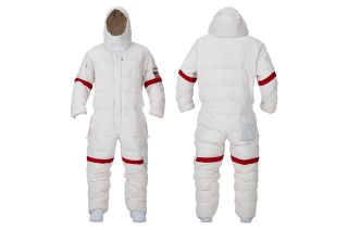 The 2018 U.S. Olympic snowboard team's competition jacket and pant evoke NASA's Apollo moonwalkers' spacesuits.