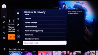 The Samsung Tizen OS (2024) General & Privacy settings submenu with 