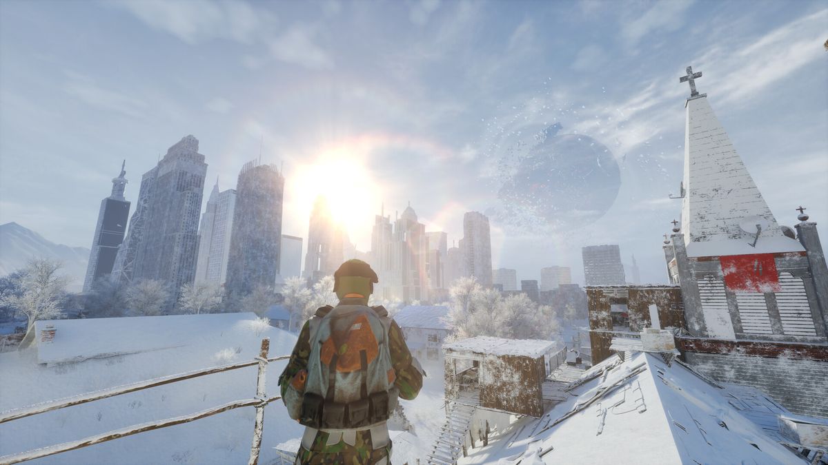 Permafrost screenshot showing frozen cityscape