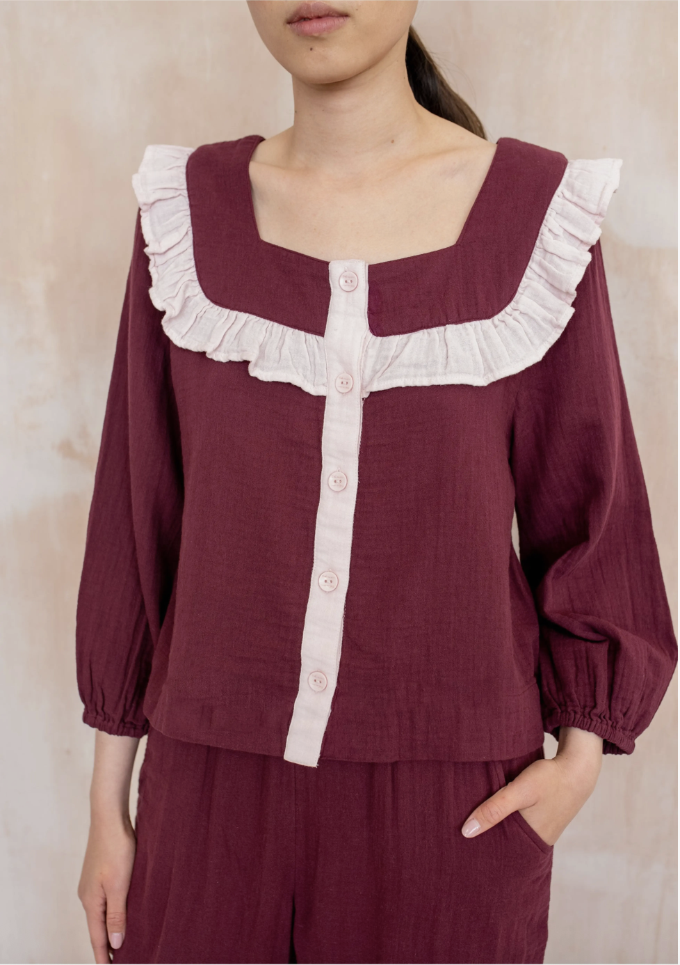 TBCo, Cotton Cropped Leg Ruffle Pajamas