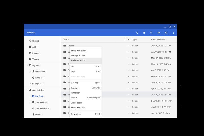 Chromebook-Dateien Screenshot Google Drive