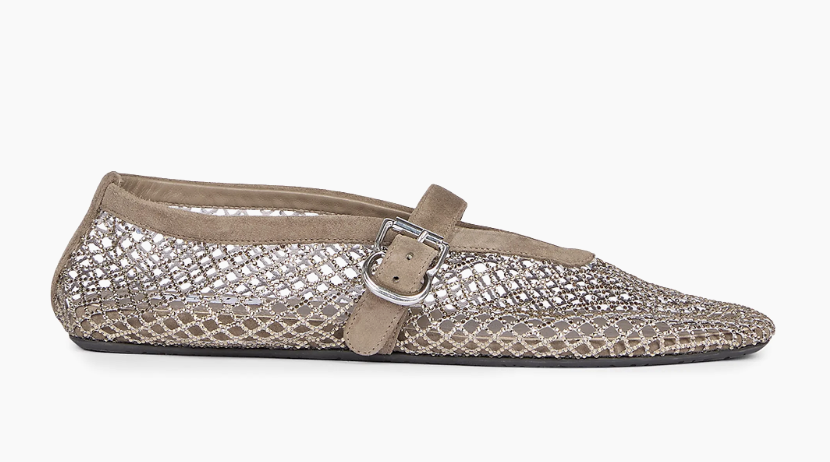 Ala&amp;iuml;a, Rhinestone-Mesh Buckle-Strap Ballet Flats