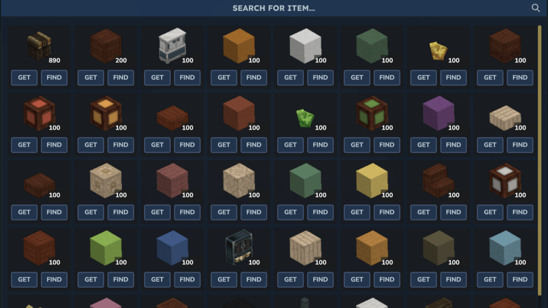 Best Hytale mods: The menu to search for an item with the WhereThisAt? mod.