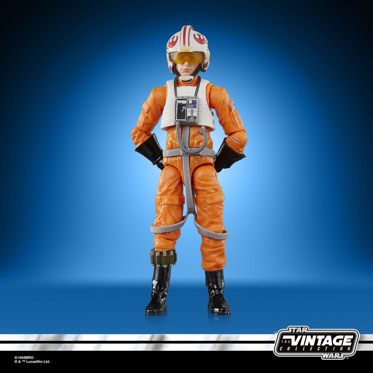 Luke Skywlaker X-Wing Pilot action figure on a blue and black background