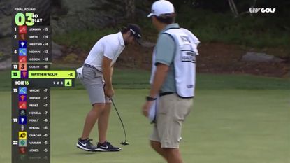 Matthew Wolff bends his putter during the fourth LIV Golf Invitational Series event in Boston