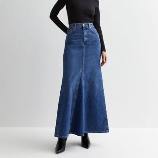 New Look maxi flared denim skirt