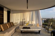 interiors and vistas at Sydney penthouse, a minimalist space in grey and white colours