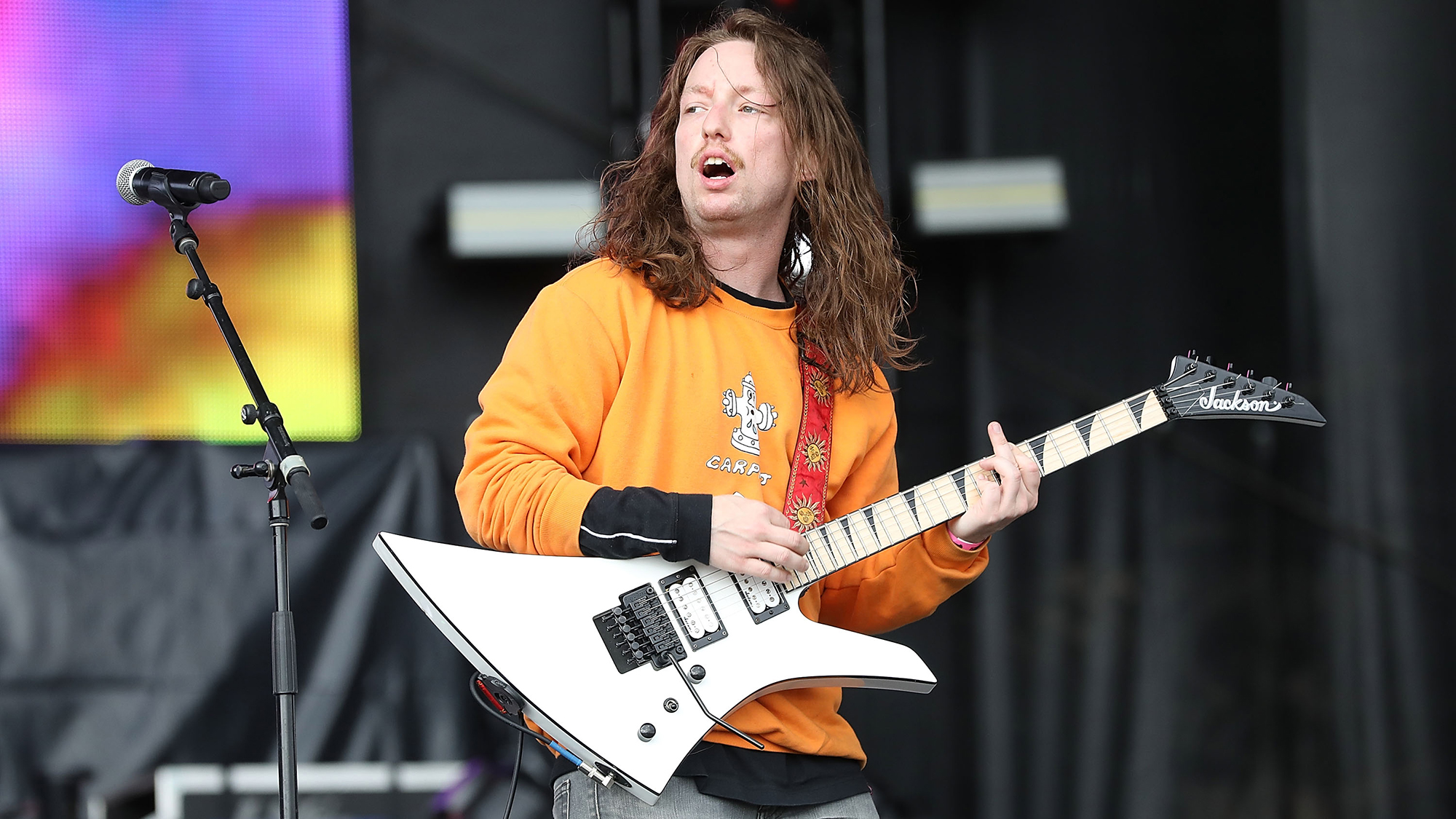 Brady Ebert of Turnstile performs onstage during Day 1 of 2019 Boston Calling Music Festival on May 24, 2019 in Boston, Massachusetts