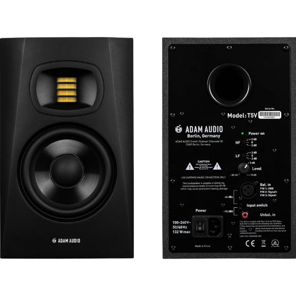 A pair of Adam Audio T5V studio monitors