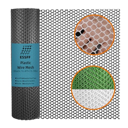 Pet &amp;amp; Garden Safeguard - 15.7in X 16.4ft Roll - Black Plastic Netting, Multi-Use Decorative Fencing for Poultry, Dogs, Rabbits,chicken and Snake Barrier