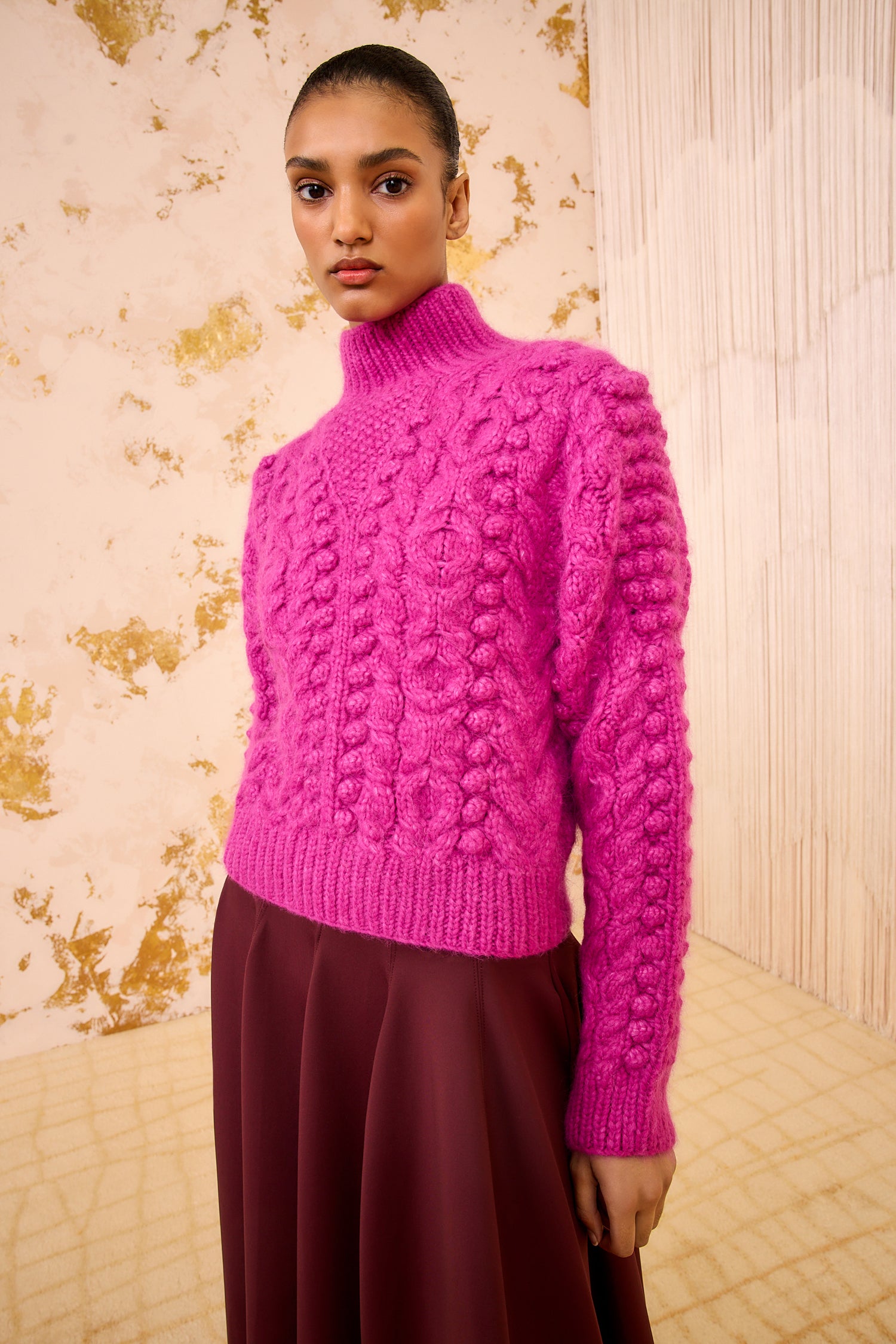 Albia Alpaca Knit Pullover - Rose