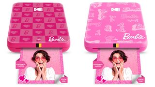 Barbie x Kodak Step Slim portable printer in Signature Style (right) and Iconic Style (left)