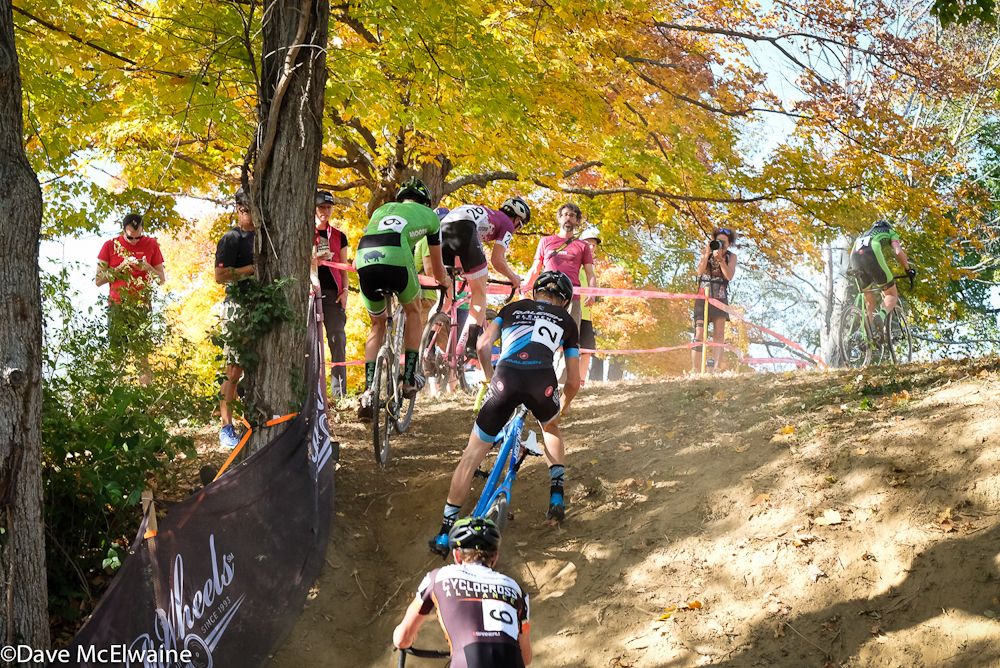 The U23 Men struggle to ride the steep run-up