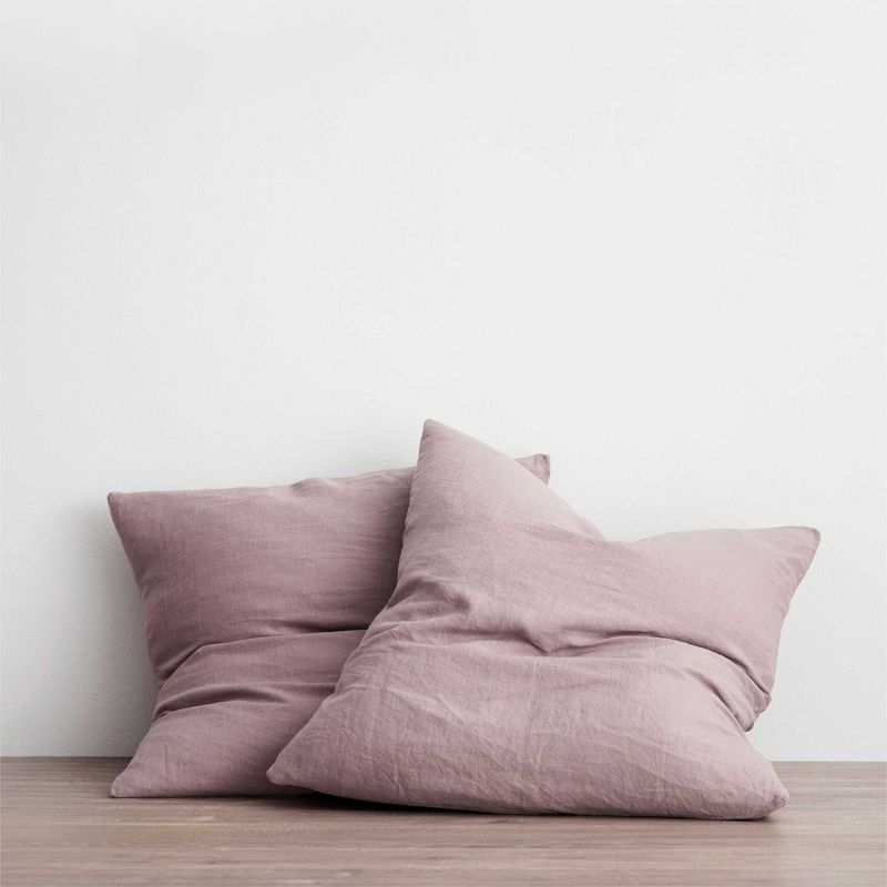 set of mauve linen cushions