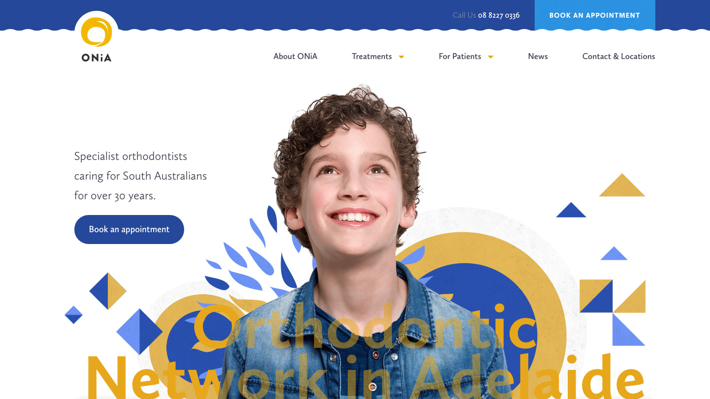 The ONiA orthodontists website is fun and friendly