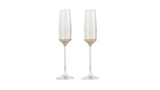 Best unique Champagne glasses: Bellagio Champagne Flutes with gold detailing