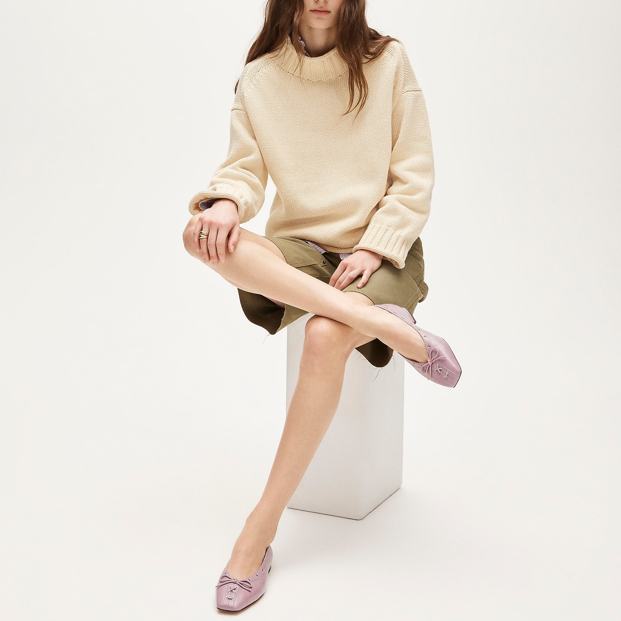 J.Crew, Sophie Grommet Ballet Flats in Italian Leather