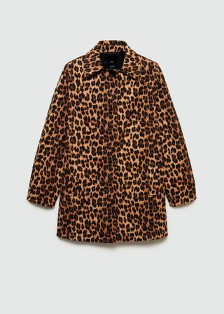 Leopard-Print Straight-Fit Coat - Women | Mango Usa