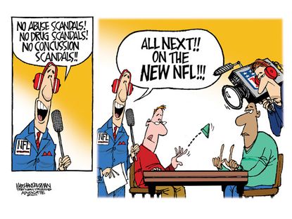 Editorial cartoon NFL violence sports