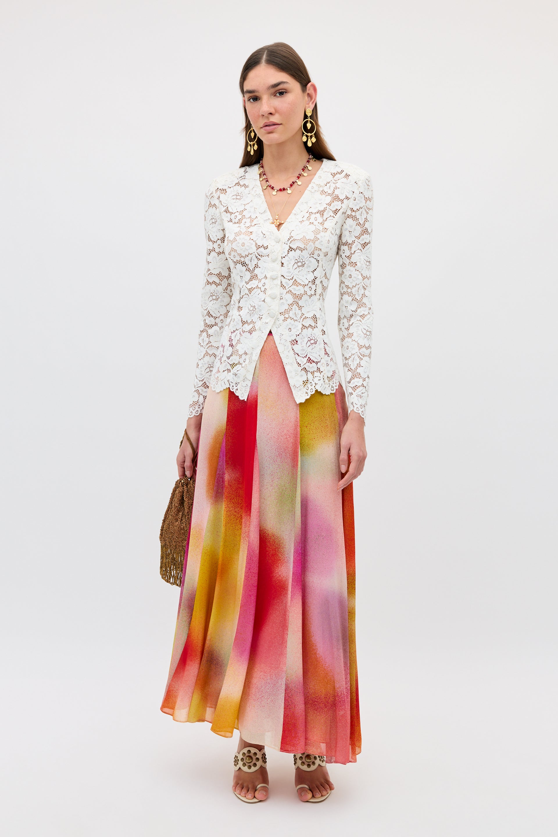 Billy Georgette Midi Skirt in Jessica Alexandra Multi