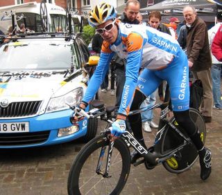 David Millar (Garmin-Transitions) heads out to test different tyre pressures