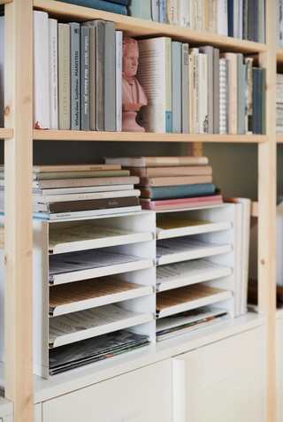 IKEA KVISSLE letter tray in a bookcase