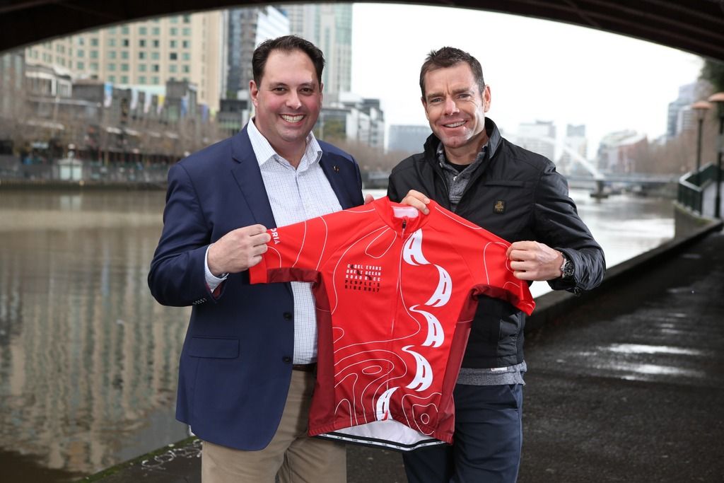 Cadel Evans with the People&rsquo;s Ride jersey for 2017