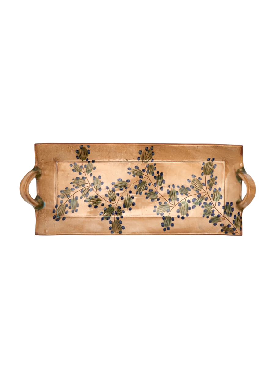 Leaves Hand-Painted Ceramic Tray 