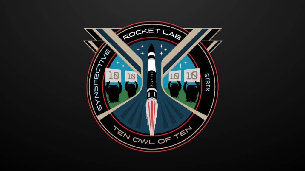 The patch for Rocket Lab's &amp;quot;Ten Owl of Ten&amp;quot; mission.