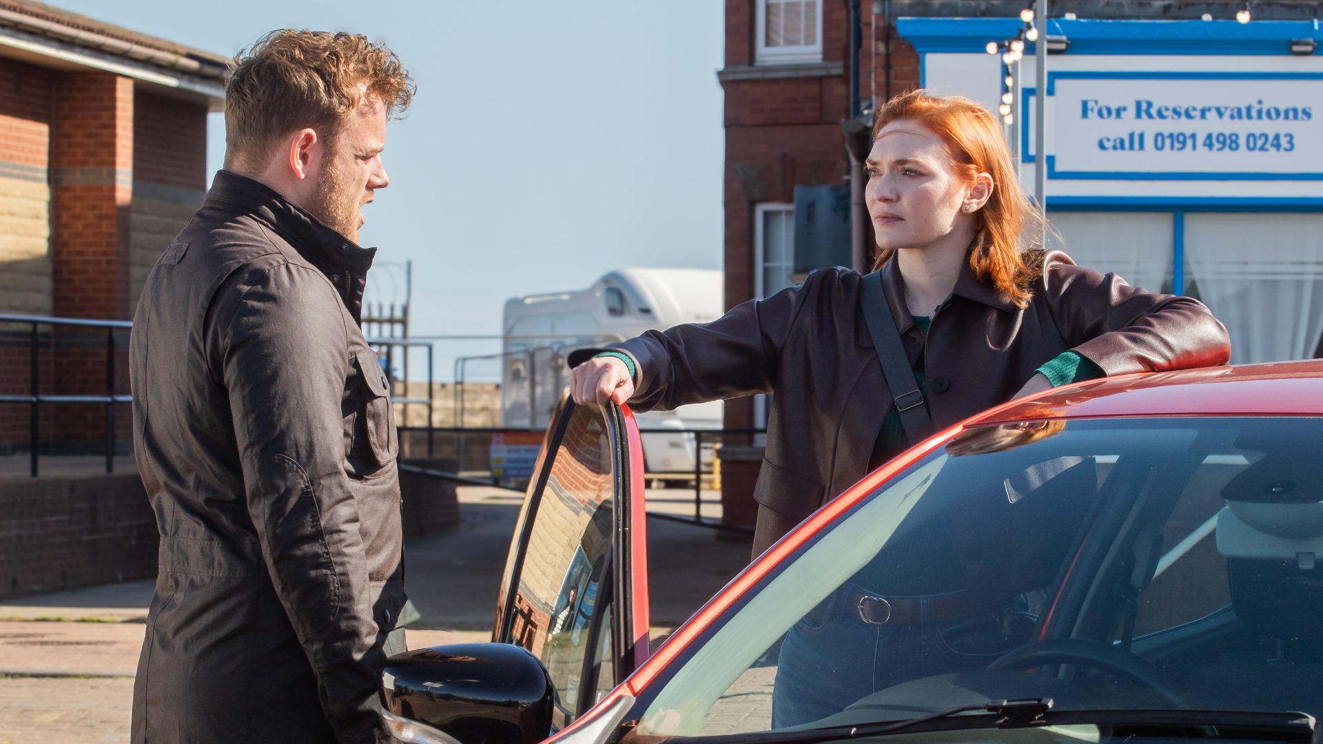 Eleanor Tomlinson as Amanda and Callum Woodhouse as Anthony in The Fortune