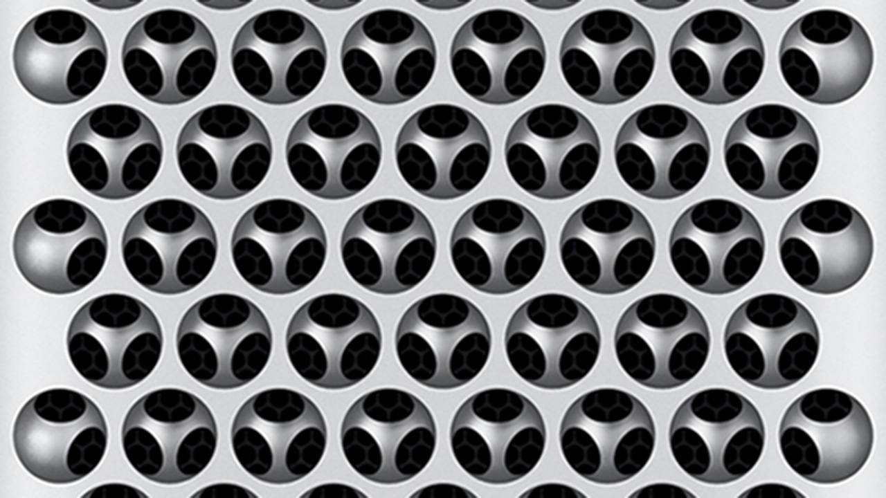 The distinctive grille of the Mac Pro