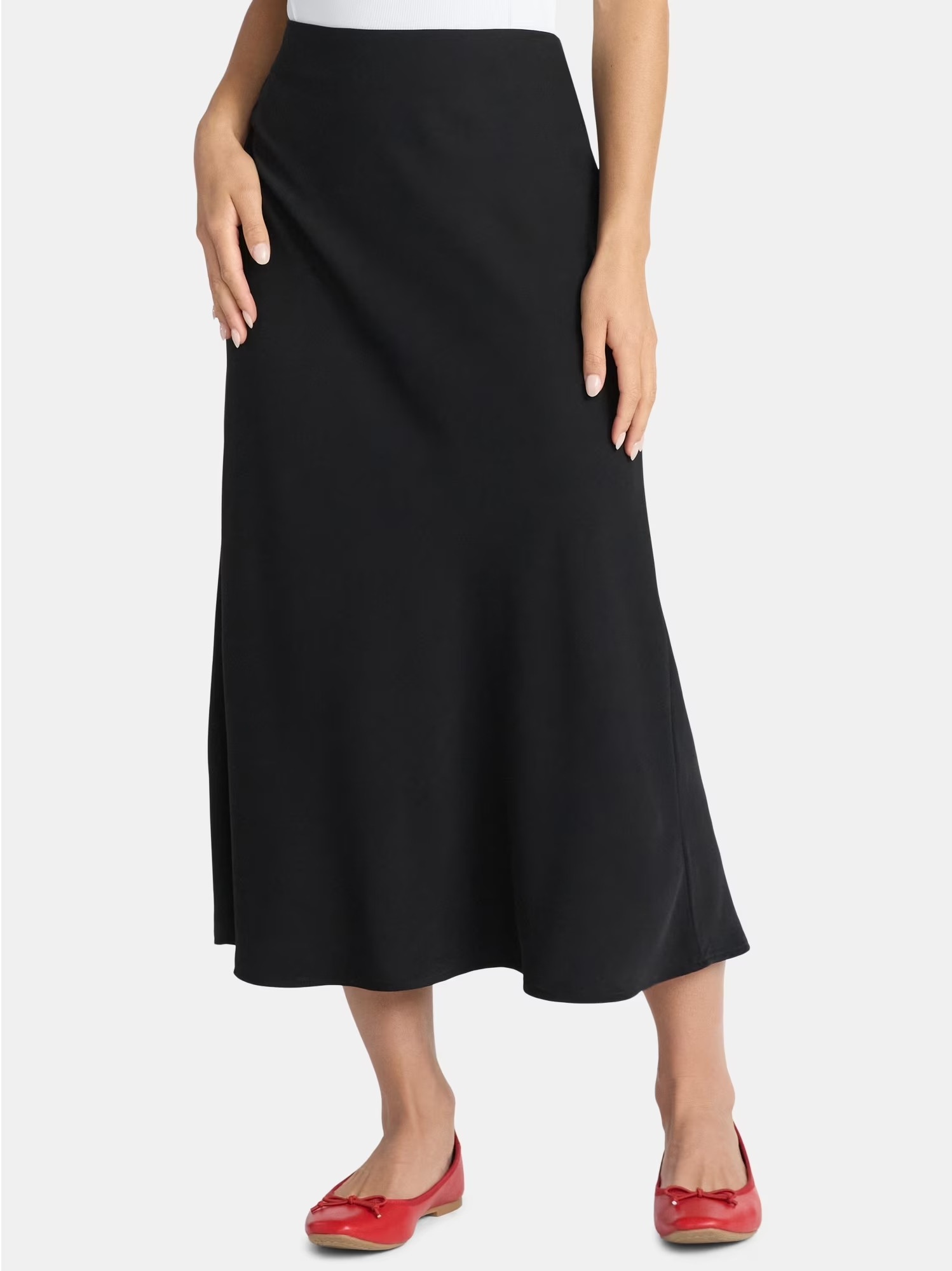 Time and Tru, Time and Tru Women&#039;s Midi Pull on Slip Skirt, Sizes Xs-Xxxl