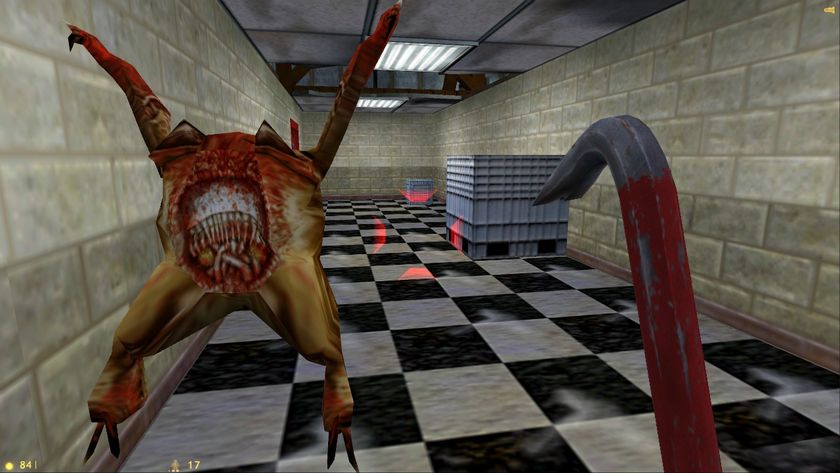 halflife screenshot showing a headcrab jumping at a player