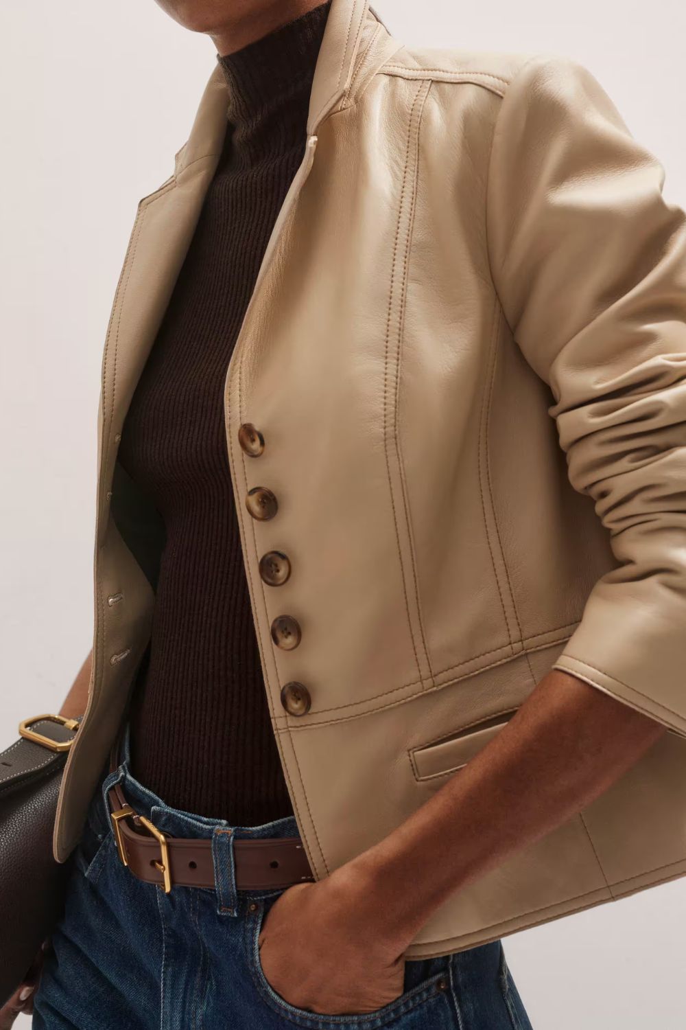 Leather Short Fitted Blazer