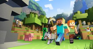 Minecraft - Steve and Alex set out on an adventure while various creatures watch