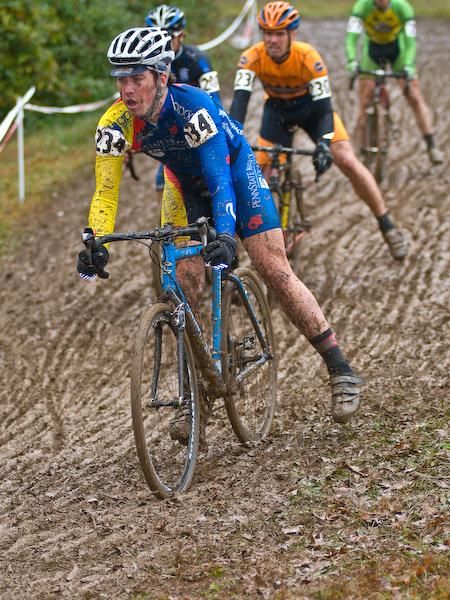 Full brakes and throwing a leg out appear to be the way to navigate this section.