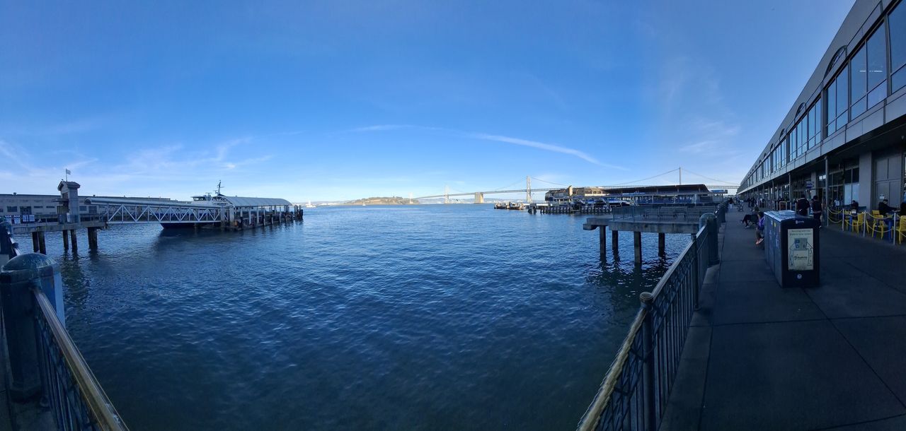 Panorama of the San Francisco Bay featuring the Bay Bridge shot by a Galaxy A35