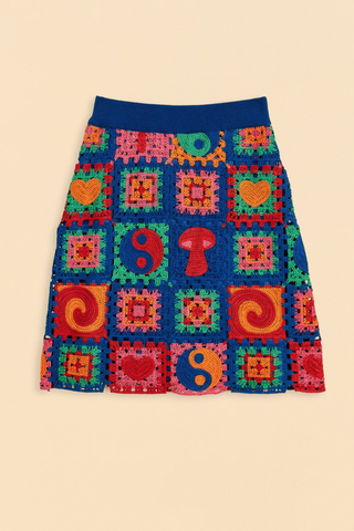 Farm Rio knit patterned skirt