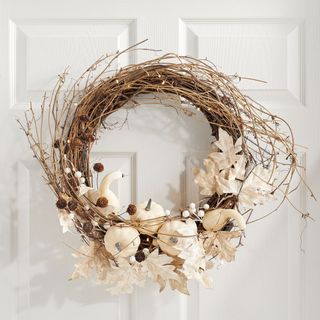 Faux Lit Harvest Pumpkin Wreath