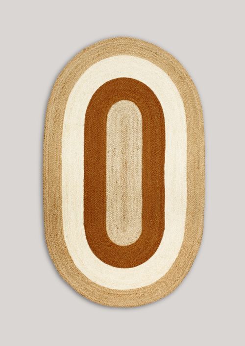 Dixe Elin Striped Oval Jute Rug 