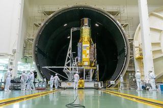 XRISM sits in a vaccuum chamber test room prior to launch