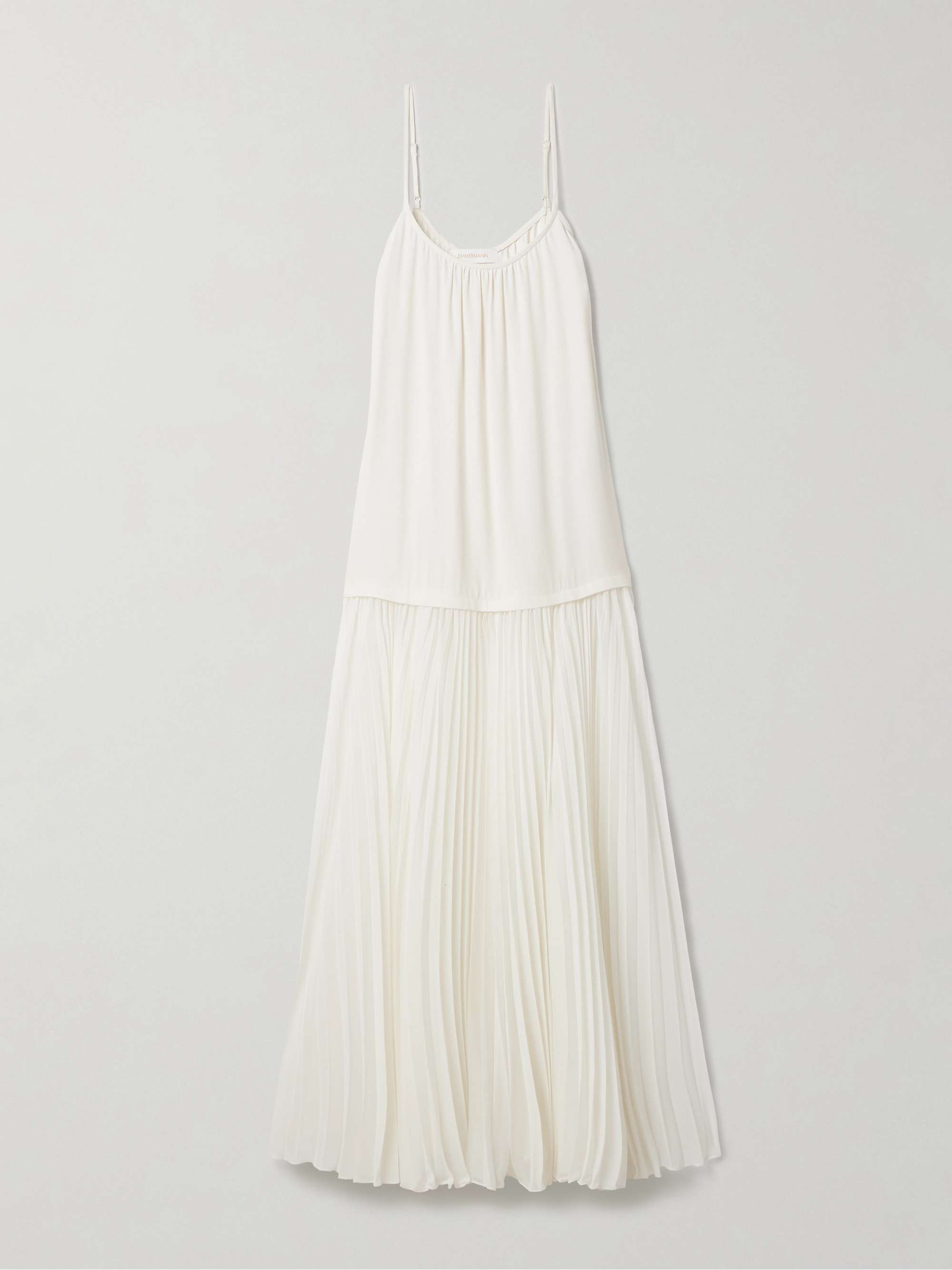 Crepe De Chine and Plissé-Chiffon Maxi Dress
