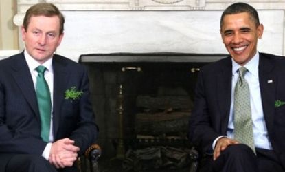 St. Patrick's Day visit: Irish Prime Minister Enda Kenny meets with Obama, who announced he will visit Ireland in May as part of a European tour.
