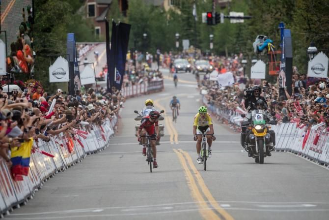 Peter Sagan (Cannondale) and Tejay Van Garderen (BMC) roll into the finish after the race blows apart.